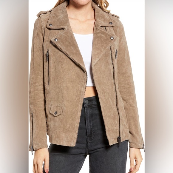 BLANKNYC long suede motorcycle jacket. Sz. M. Herb color. Shell 100% leather. - Picture 16 of 16